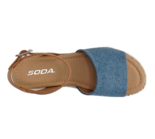 Image of Soda Topic Open Toe Buckle Ankle Strap Espadrilles Flatform Wedge Casual Sandal