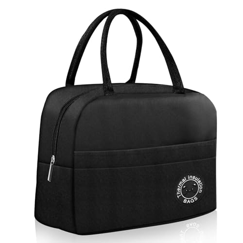 Borsa Isotermica da Pranzo Pieghevole - Frigo Piccola per Alimenti, Leggera e Impermeabile - Ideale per Picnic (Nero)