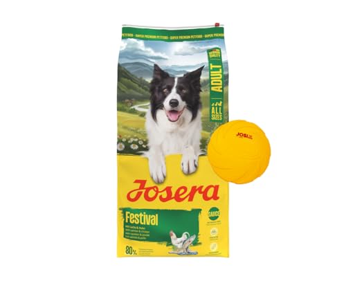 JOSERA AllSizes Festival mit Huhn und Lachs 12,5 KG inklusive Goodie Frisbee - Premium Trockenfutter, Hundefutter mit Soßenpulver