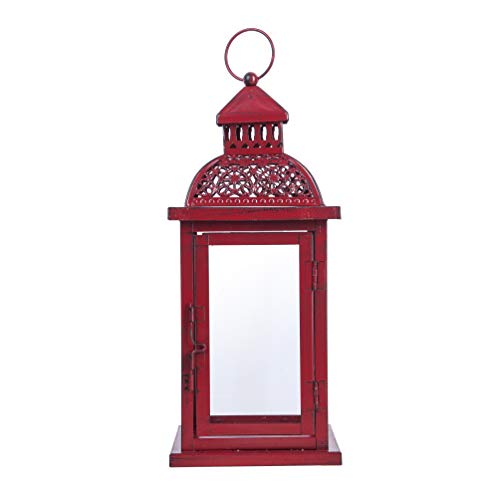 Ninganju 13 Inches Tall Decorative Candle Lantern White Metal Antique Outdoor Hanging Lanterns