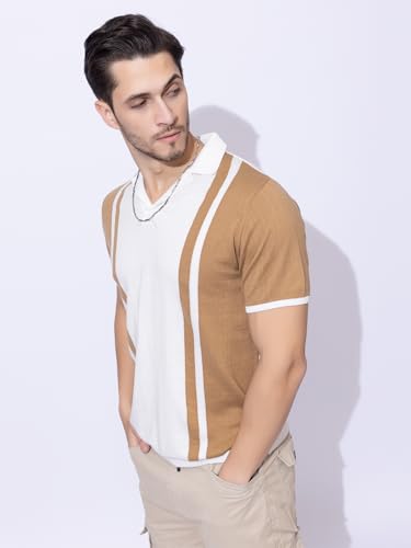 Image of Armisto Men's 100% Cotton Fancy Party Polo T-Shirt /Neutral Colour