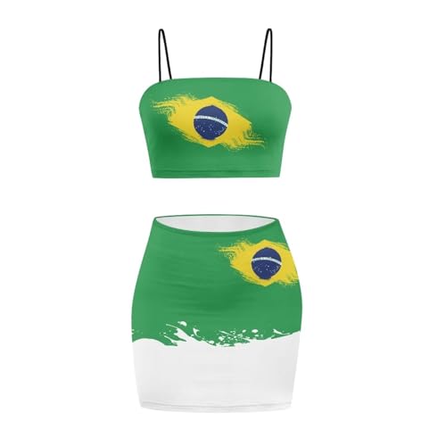 Image of 2025 Sexy Spaghetti Strap Crop Tops and Bodycon Skirt Casual 2 Piece Set S-4XL