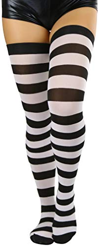 Image of ToBeInStyle Women's Vibrant Horizontal Wide Striped Thigh High Stockings