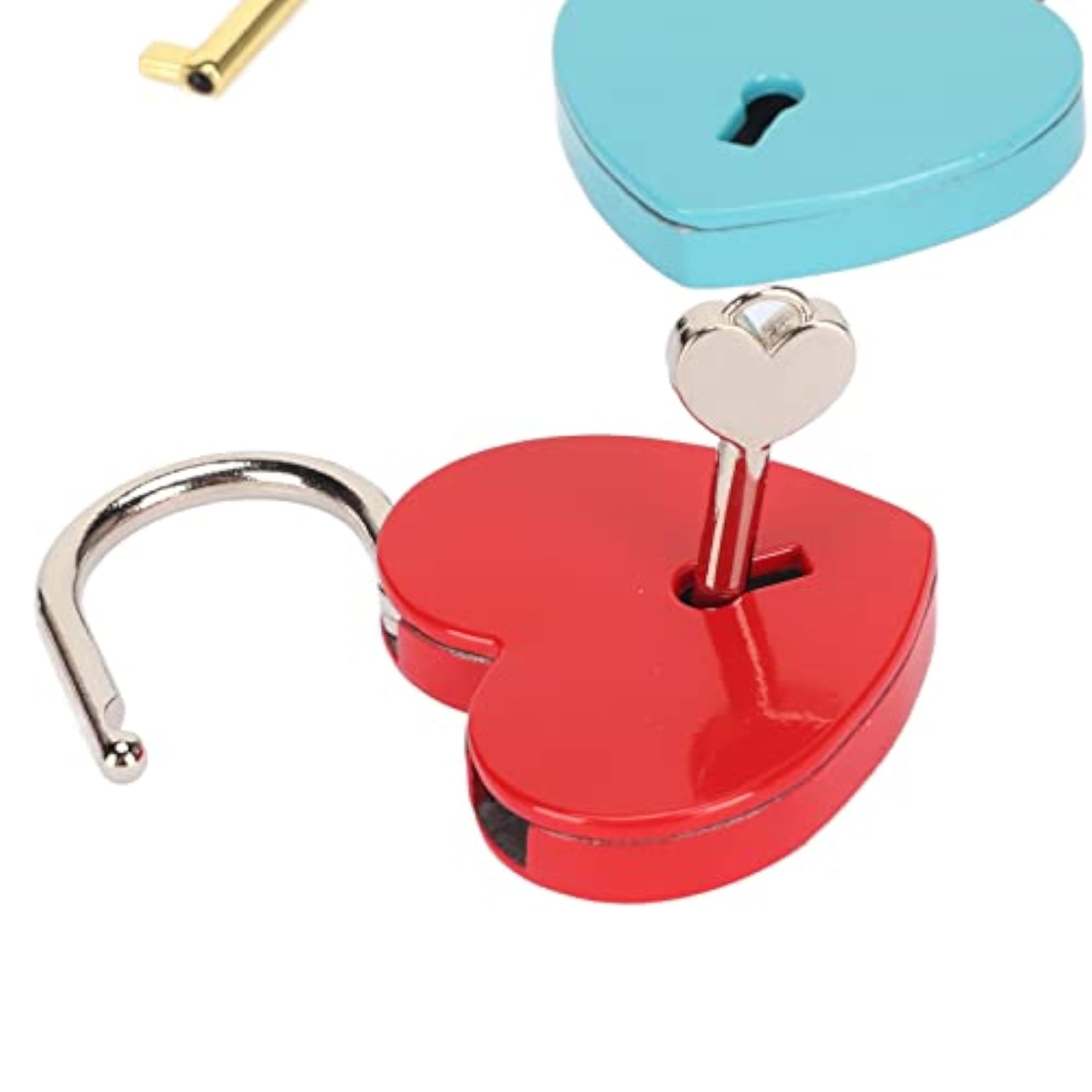 4PCS Mini Heart Shaped Padlocks, Alloy Material
