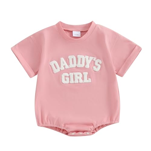 Image of Sejardin Newborn Baby Girl Romper Daddys Girl Summer Clothes Short Sleeve Round Neck Playsuit Infant Girl Outfit