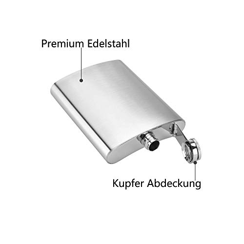 8 oz/224ml heupfles, 2 stuks roestvrij stalen heupfles, draagbare zak whisky, roestvrij stalen vlag, voor wandelen, jagen, kamperen, klimmen camping Barbecue Bar Party Drinker, Silve - Image 3