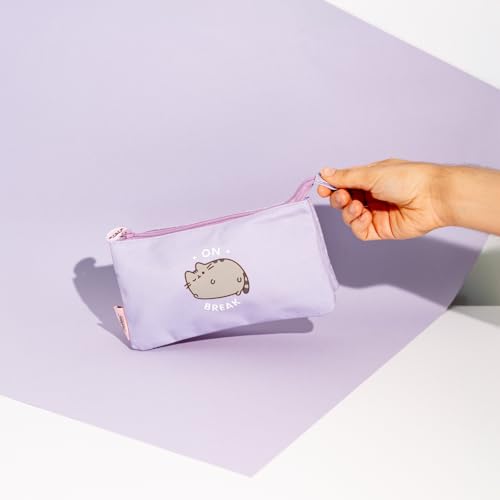 Image of Grupo Erik 3 Compartments Pencil Case - Triple Pocket, Large Cosmetic Case for Kids, Pusheen Design