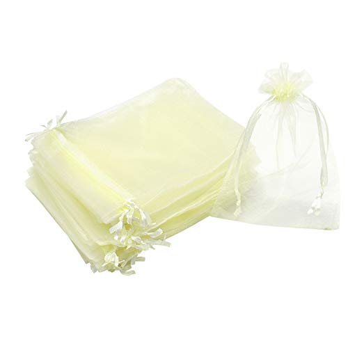 Image of Dealglad 100pcs Drawstring Organza Jewelry Candy Pouch Party Wedding Favor Gift Bags (4x6 inch, Beige)