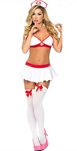 M_Eshop Women Sexy Nurse Lingerie Bedroom Naughty Nurse Costume Cosplay Uniform With Stockings