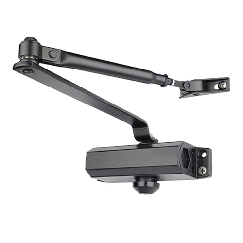 LA LOURDE - Ferme-Porte Noir -Normes CE EN 1154 & EN 1634 - Groom en Acier Inoxydable - Force de 40 à 60 Kg - Vitesse de Fermeture Réglable - Maintien Ouvert à Partir de 90 Degré - Certifié Coupe-Feu