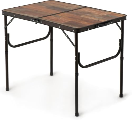 Naturehike Camping Folding Table, Small Portable Camping Side Tables with Adjustable Legs, Folding Beach Table with Carry Bag for Outdoor Camping, Cooking, BBQ, Travel - Retro