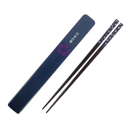 SOIMISS 1 Juego Caja de de palillos estilo chino. palillos delicados palillo de comida de uso diario accesorios de cena palillos reutilizables palillo de comida compacto Madera Blue