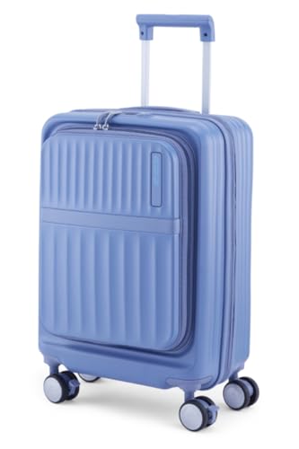 Image of American Tourister Trento + Suitcase, 54 cm / 20 inch, 4 Spinner Wheels, Hard Top, Polycarbonate, Elemental Blue|Book Opening|Expandable|TSA Lock|Waterproof Section - 3 Years Global Warranty