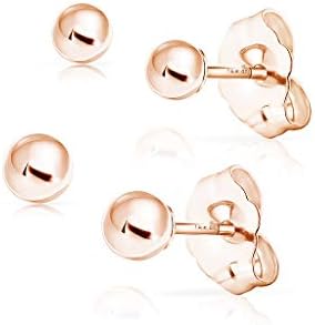 SOLIDGOLD - 14K Gold Filled Dazzling Rose Gold 3mm 4mm Ball Stud Earrings 2 Pair Set