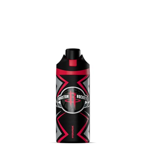 Hydrapeak x NBA Officially Licensed Houston Rockets Oasis 20 oz Insulated Kids Water Bottle, Stainless Steel Water Bottle Kids with Chug Lid, Push Button