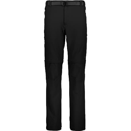 CMP Pantaloni Zip off Elasticizzati da Uomo, Nero, 52