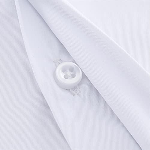 Men's Classic Dress Shirt French Cuffs Solid Business Formal Regular Office Work White Shirts4
