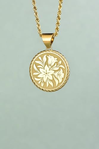 Collier argent 925 chaîne femme 45cm avec médaillon floral mois de naissance - 3