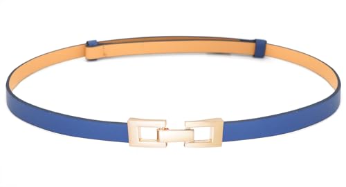 Initlove Women Skinny Leather Belt Thin Waist Belt for Dresses with Gold Buckle