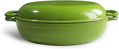 LSHAOBO Olla ovalada de hierro fundido, olla multiusos de hierro fundido, olla de doble uso, olla de suplemento alimenticio, olla de gas, cocina de