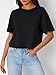 Trendy Queen Womens Crop Tops Oversized Workout Tshirts Short Sleeve Tees Summer Spring 2025 Casual Trendy Fashion Clothes Black L