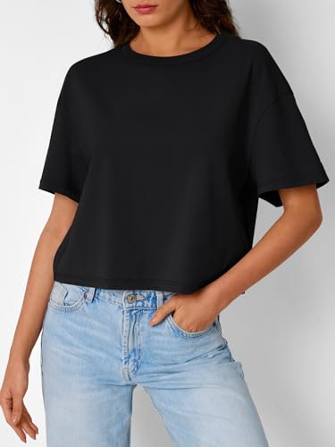 Trendy Queen Womens Crop Tops Oversized Workout Tshirts Short Sleeve Tees Summer Spring 2025 Casual Trendy Fashion Clothes2