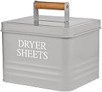 Calindiana Ferme moderne en métal lave-linge feuilles de sécheuse support tissu softener Dispensateur avec couvercle pour la décoration de salle de lavage et accessoires et Space Sauver la salle de lavage Organisation et stockage, Gris