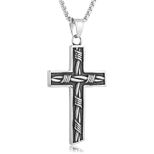 HZMAN Stainless Steel Gothic Cross Pendant Necklace Crucifix with Nails Design 22 inch Adjustable Chain for Men Women Punk Rock Religious Jewelry