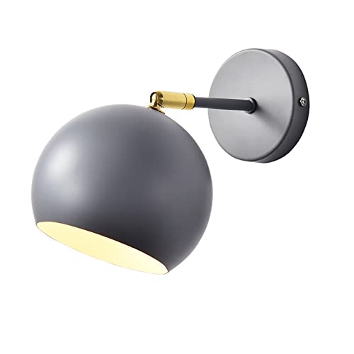 S-Cevada Aplique de pared de metal Pantalla globular de ángulo ajustable Lámpara de pared minimalista moderna para dormitorio / pasillo / sala de estar (Gris) Cover