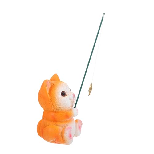 SUNCN 小猫釣り飾り 魚缸装飾 樹脂製チュアフィギュア 水槽リウムデコレ