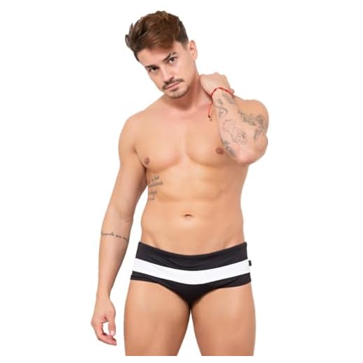 Sunga Clássica Sunrise - JWilas Beachwear (BR, Alfa, M, Regular, Preto com Branco)