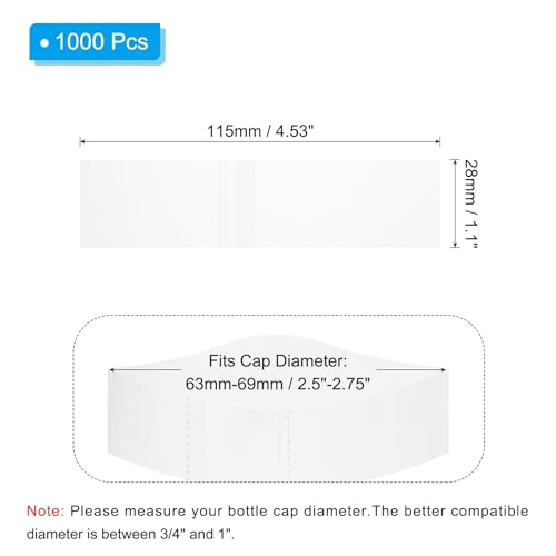Image of PATIKIL 115x28mm PVC Perforated Shrink Bands, 1000Pcs 0.05 mm /2 Mil Thickened Heat Shrink Seal Wrap Fit for 2.5 inch-2.75 inch Cap Diameter Essential Oil Bottles Jars Cans Tin, Clear