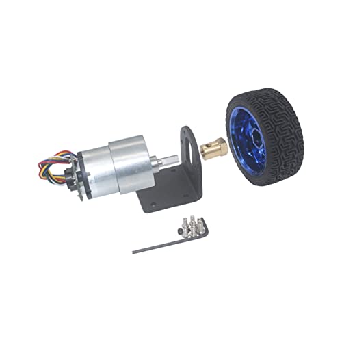 Motorreductor JGB37-520 de CC 12V, 1590rpm y 37 mm con rueda y codificador 6
