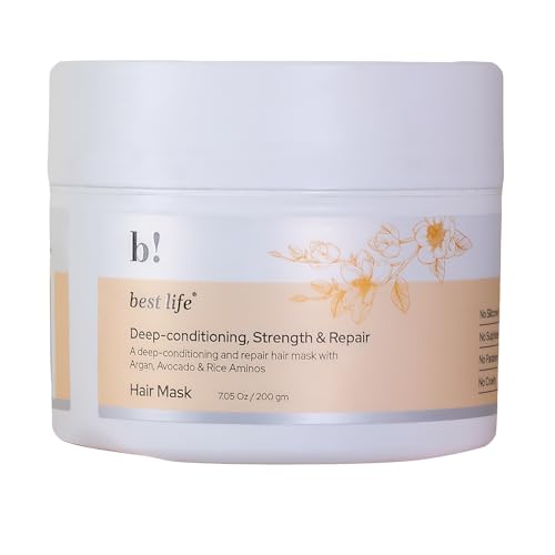 Best Life Deep-Conditioning, Strength, and Repair Hair Mask with Argan Oil, Shea Butter & 9 more botanicals for achieving stronger, healthier, and more radiant hair 200 g (Pack of 1) White