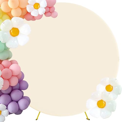 Maiangel 6.6FT Round Arch Backdrop Cover Spandex Fitted Stretchy Arch Stand Covers with Buckles Arch Covers for Circle Stand Balloon Wedding Party Birthday Baby Shower Arch Decoration(Beige) by Maiangel - Used condition - US$16.79
