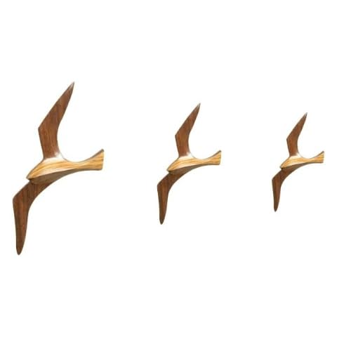3er Set- Möwen 17,5-25,5 cm- Wanddeko mit Aufhängeringen- aus Holz Cover