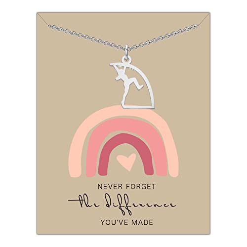 MYOSPARK Pole Vault Necklace - Lover Gift for Pole Vault Player - Track & Field Jewelry