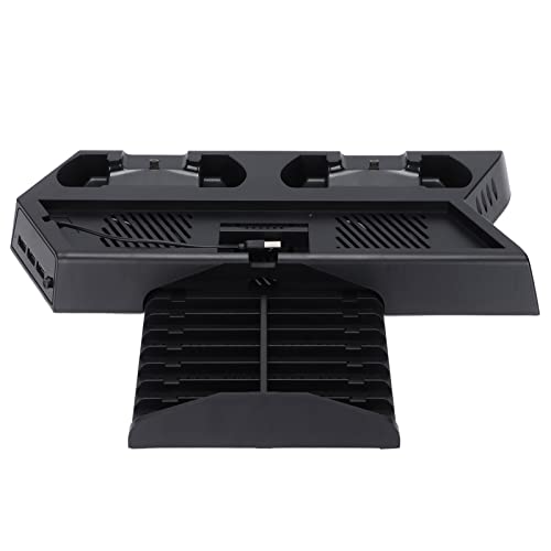 Hominas Estación de Ventilador de refrigeración de pie Vertical Soporte Multifuncional con Cargador Doble para mandos 14 Almacenamiento de Juegos y 3 Puertos USB para Slim Pro