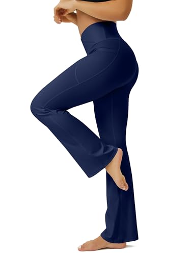 Image of FOHOFO Yoga Pants Women, Flare Leggings for Women with Pockets Crossover High Waisted Bootcut Yoga Pants