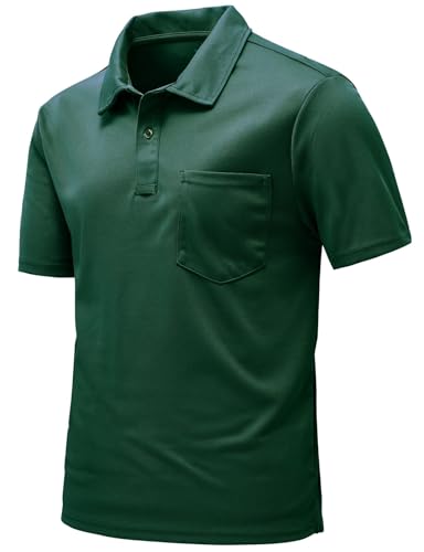 Image of Rdruko Men's Polo Shirts Short Sleeve Quick Dry Outdoor Golf Sports Shirts with Pocket