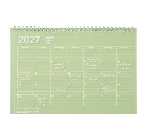 2027 スケジュール帳 2027年1月始まり 月間ブロック B5変型 ノートブックカレンダー・M ライムグリーン