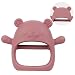 Silicone Baby Teether for 3–12 Months, BPA-Free Easy Grip Teething Toy for Infants, Soft Sensory Chew Toy, One-Piece Dishwasher Safe Design(Groundhog Dark Pink)