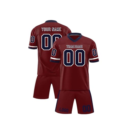 Camiseta deportiva personalizada de fútbol americano para hombre, de secado rápido, transpirable, de manga corta, para mujeres y niños, tallas S-7XL, 1-vino, S