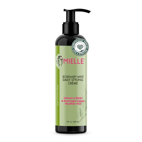 Mielle Organics Rosemary Mint Multi-Vitamin Daily Styling Creme For Curly Hair Definition, Paraben And Silicone Free, 240 ml, White