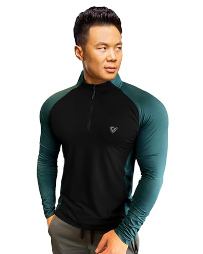 Image of EYEBOGLER Men High Neck ColourBlocked Full Sleeve Regular Fit T-Shirt