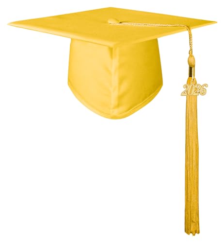GraduationMall Unisex Adult Matte Graduation Cap with 2026 Tassel Gold