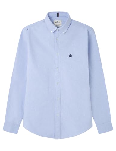 Springfield Original Oxford with Tree Embroidery. 100% BCI Cotton Camisa Bordada, Azul, L para Hombre