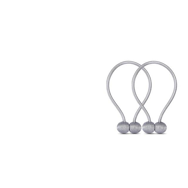 Attaches pour Rideaux, Embrasses à Rideaux Magnétiques Boule de Perles Multicolore 47cm Longueur 2 pcs(Grey 2pcs)