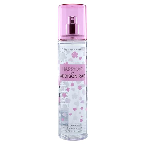 Addison Rae Happy Body & Hair Mist for Women - Fruity Floral Feminine Scent - Body Spray Pink Lychee and Red Grapefruit - Long-Lasting, Everyday Wear Fragrance for Her - Vegan, Cruelty Free - 8oz -  I0142591