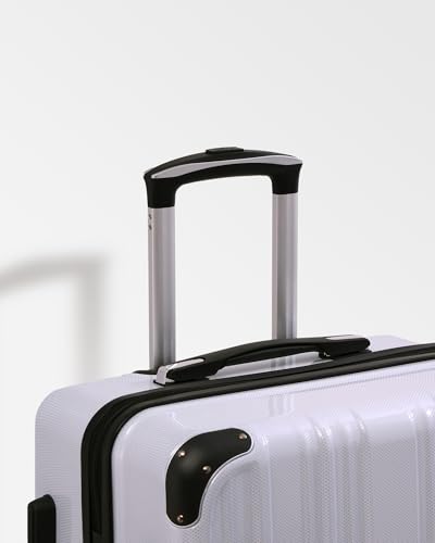 Image of Coolife Luggage, Suitcase with Durable and Lightweight, Large Checked Luggage with PC+ABS Hardshell Expandable, Dual Spinner Wheels, TSA Lock, and YKK Zipper(white grid new, L(28in))